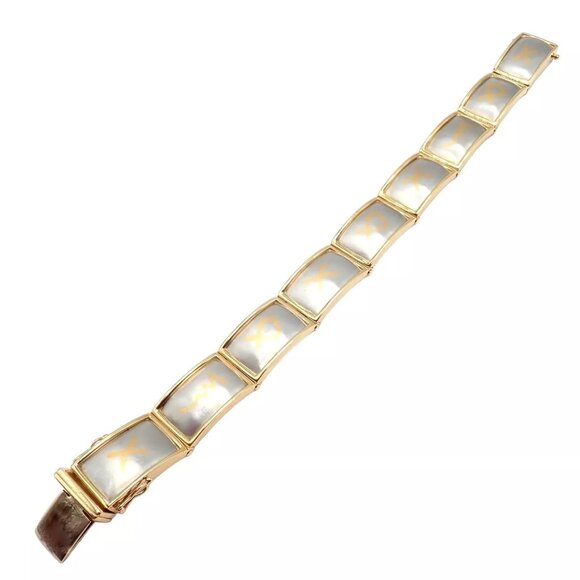 Vintage! Tiffany & Co Picasso 18k Yellow Gold Platinum Signature Panel Bracelet - Picture 14 of 14